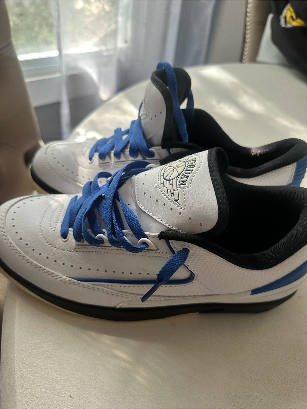 Men’s size 9 Jordan White and Blue Low-Top Sneakers
